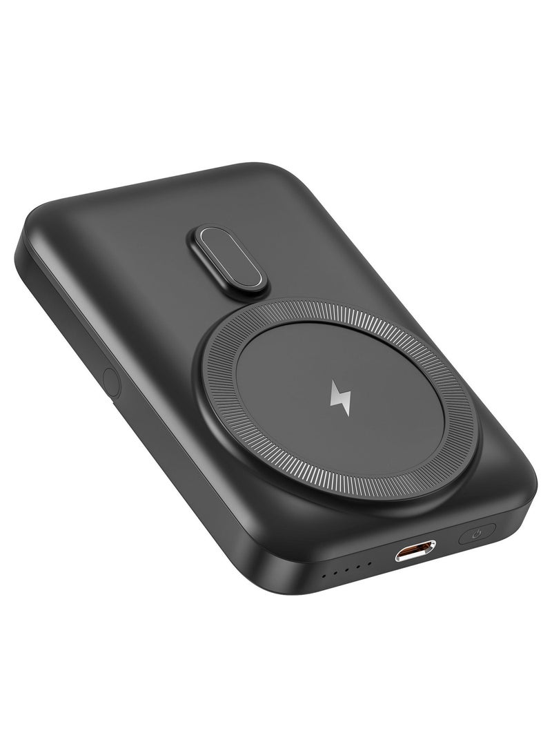 ايوسويت باور بنك iOsuite ماج سيف سعة 10000 مللي أمبير مع حامل، شحن لاسلكي مغناطيسي حتى 15 واط، شحن سريع PD 20 واط عبر تايب سي، تصميم نحيف ومحمول، متوافق مع ايفون 16 و15 و14 – أسود - Image 2